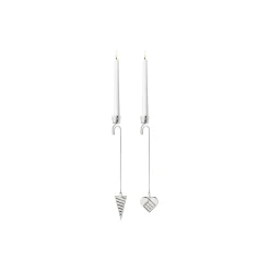 Georg Jensen 2025 Lysholder Sæt Hjerte & Kræmmerhus, sølv> Pynt