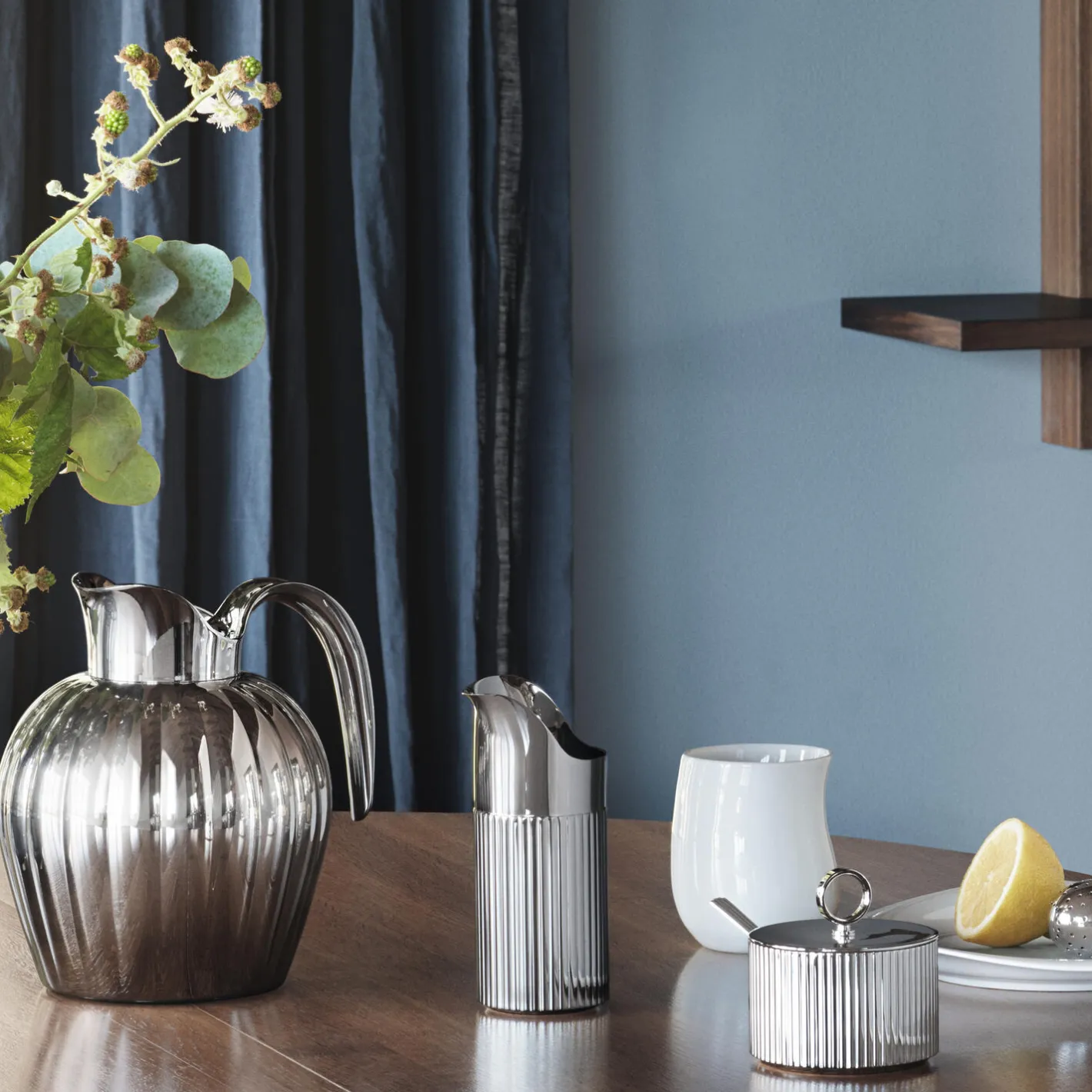 Georg Jensen Bernadotte sukkerskål med ske> Kaffe- & Teudstyr
