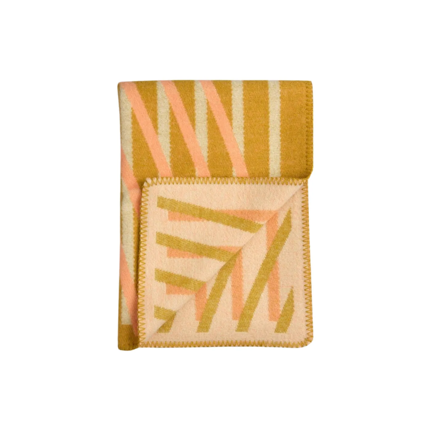 New Røros Tweed BISLETT Throw, peach & pistachio peach & pistachio
