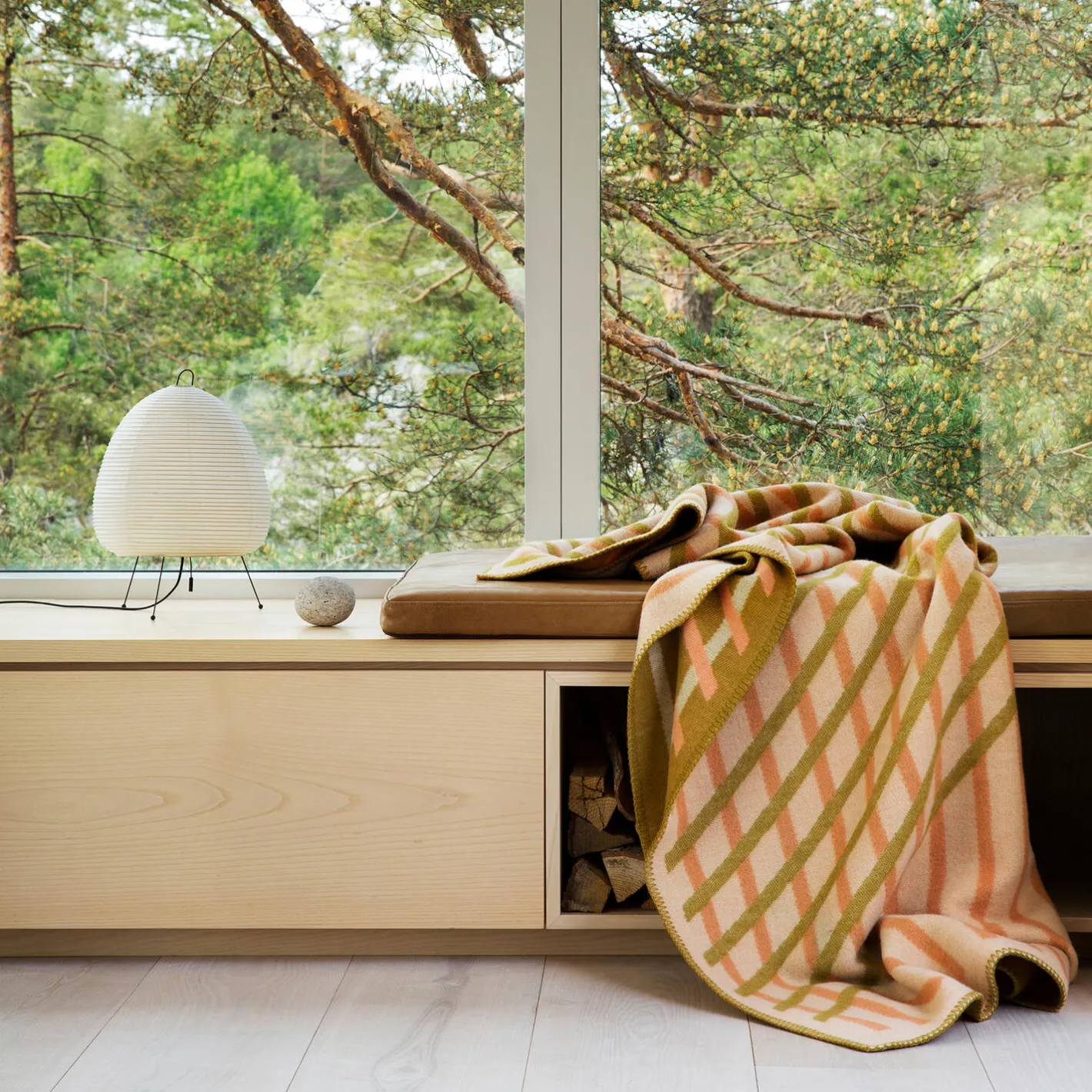 New Røros Tweed BISLETT Throw, peach & pistachio peach & pistachio