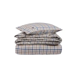 Discount Lexington Checked Cotton Flannel Bed Set, misty blue/beige/white