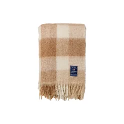 Lexington Checked Mohair Mix Throw, beige/white> Plaider
