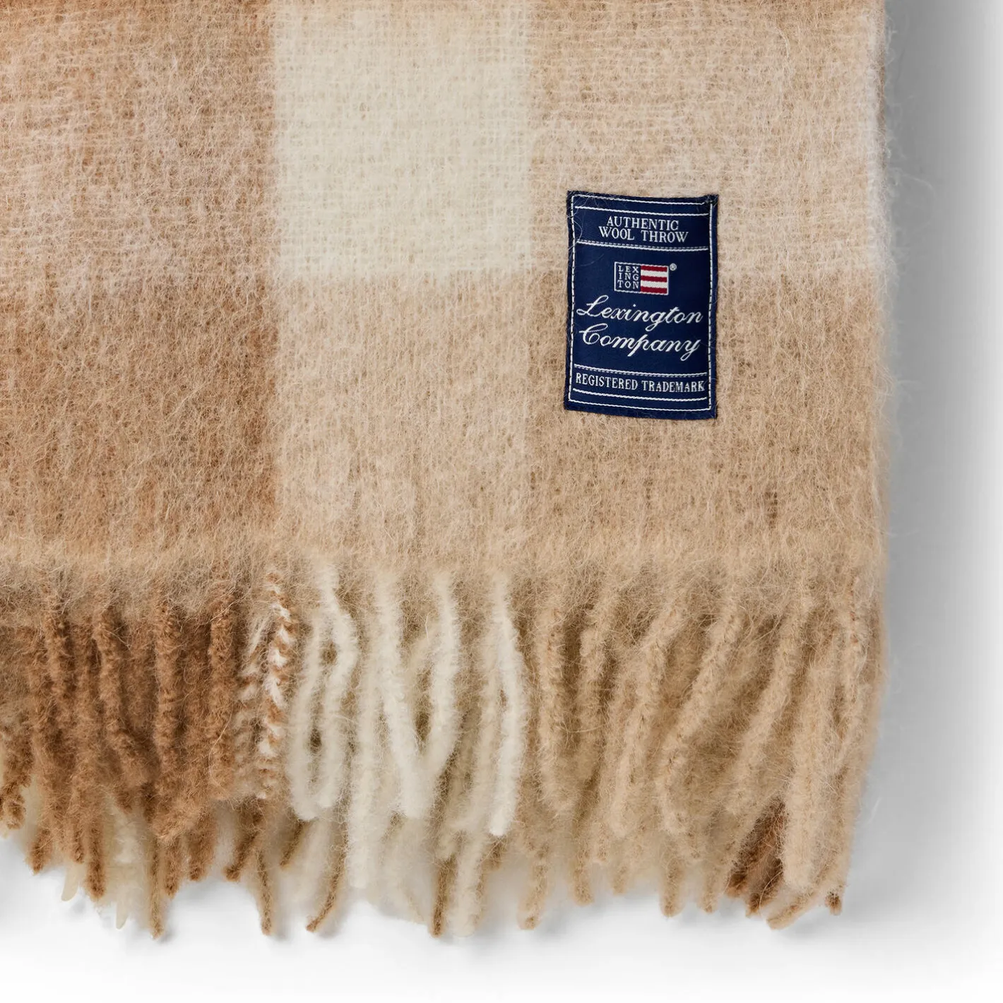 Lexington Checked Mohair Mix Throw, beige/white> Plaider