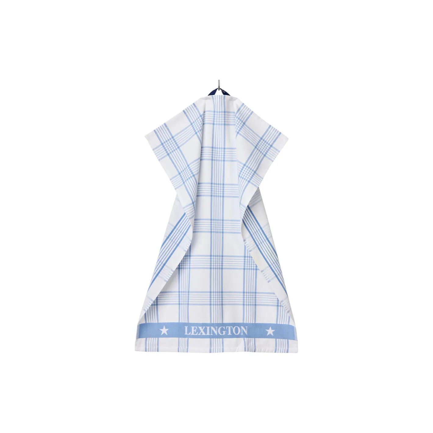 Lexington Checked Organic Cotton Terry Kitchen Towel, white/blue> Køkkentekstiler