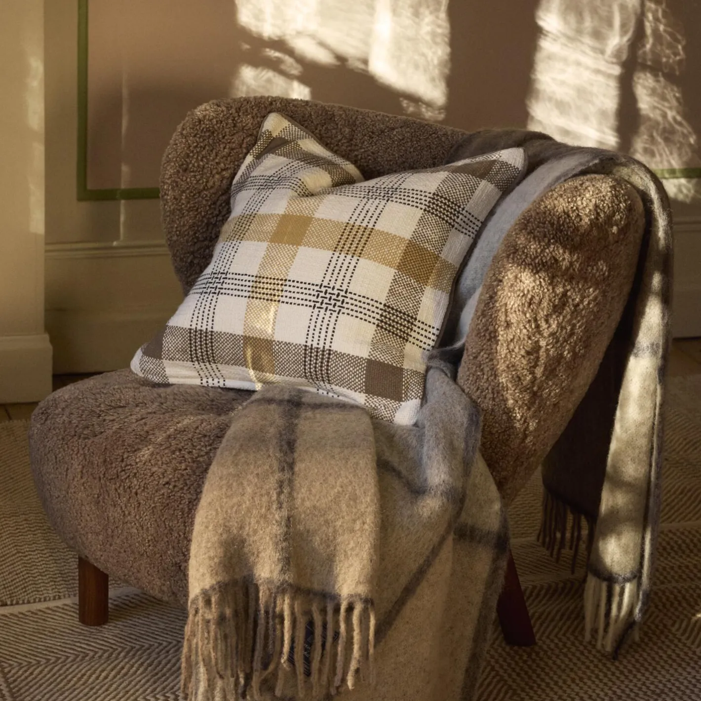 Lexington Checked Pillow Cover, olive/oat> Pyntepuder & Hynder
