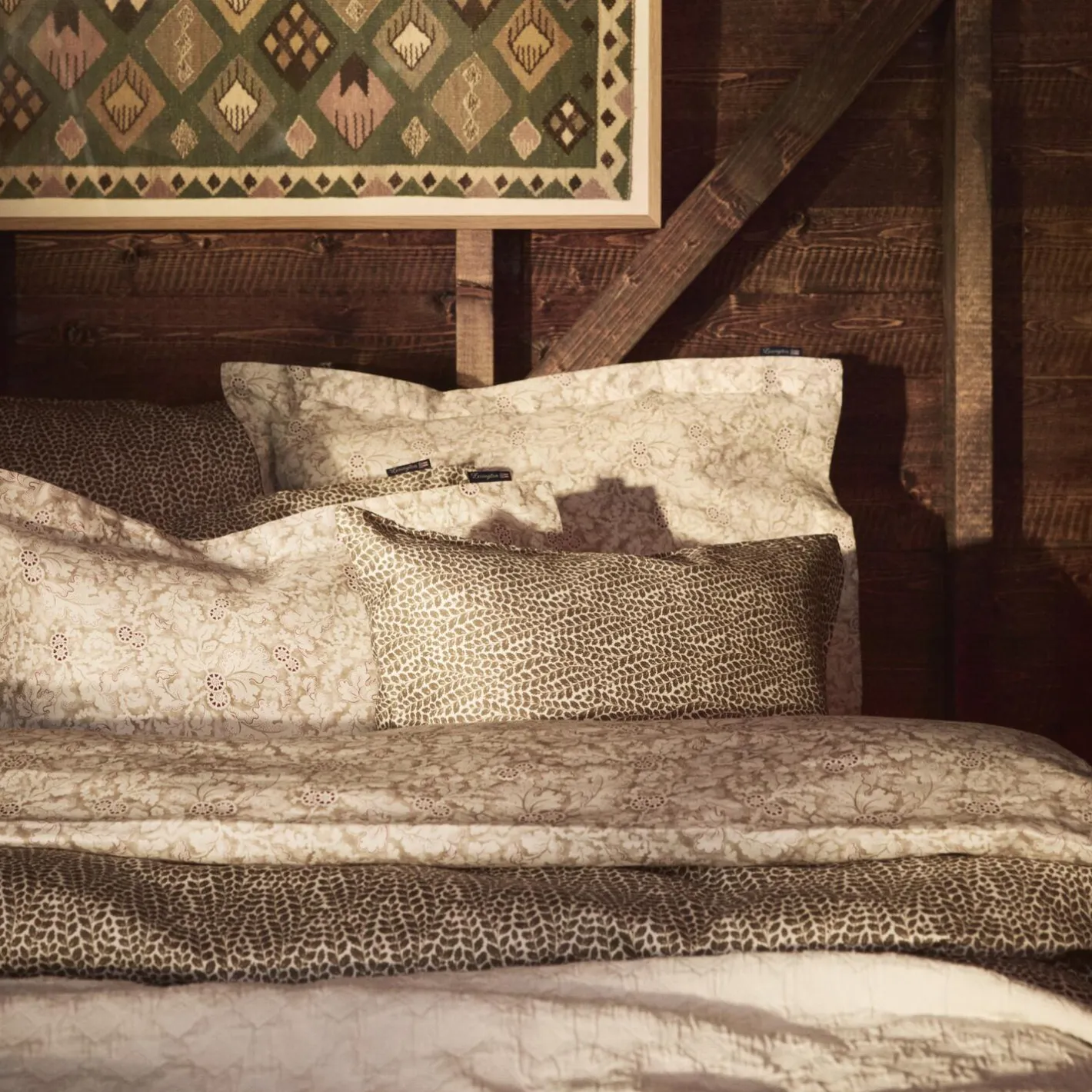 Lexington Cotton Sateen Bed Set, stone/white/beige> Sengetøj