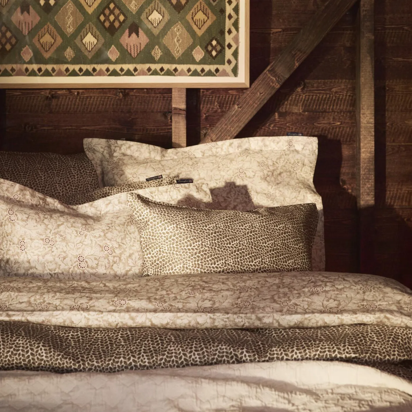 Lexington Cotton Sateen Pillowcase, stone/white/beige> Sengetøj