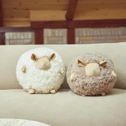 Hot NATURES Collection Cute Sheep rund pude Ø 26 cm, white/beige