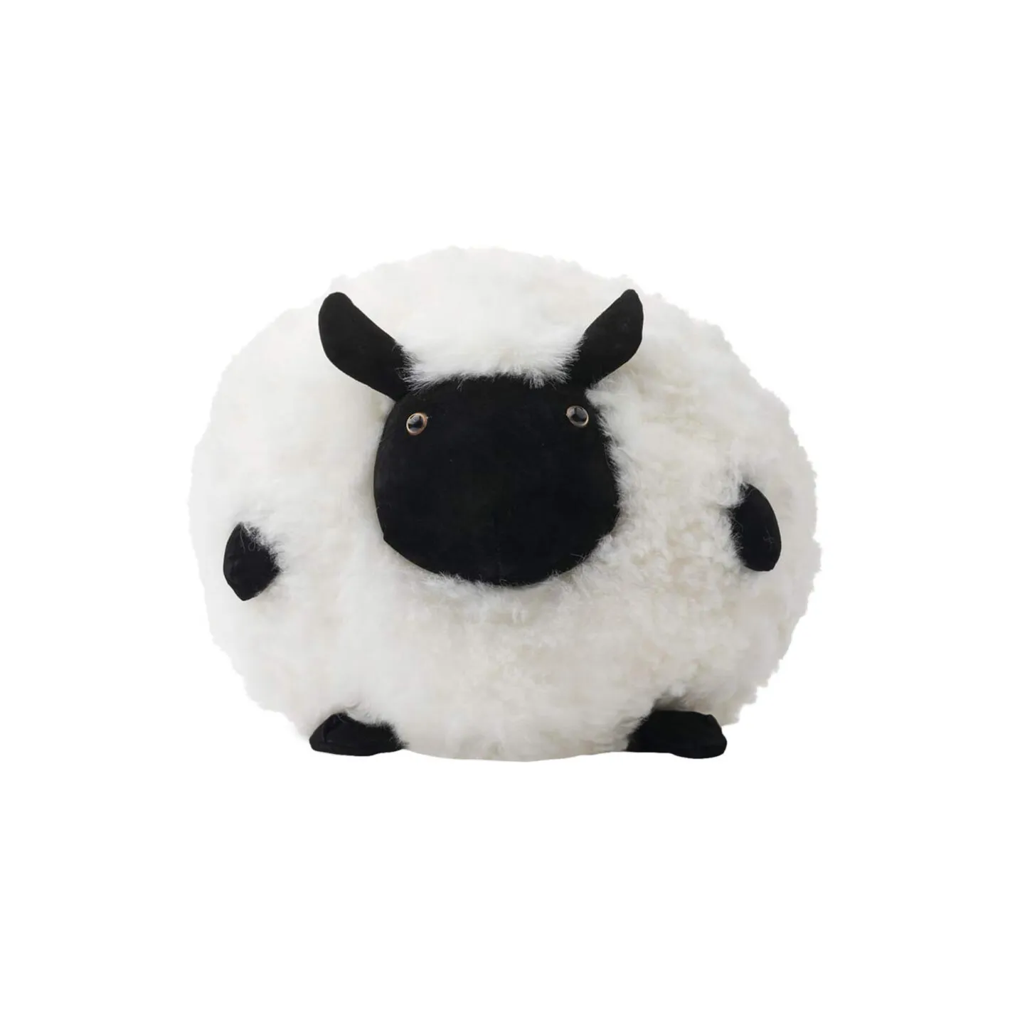 Hot NATURES Collection Cute Sheep rund pude Ø 20 cm, white/black