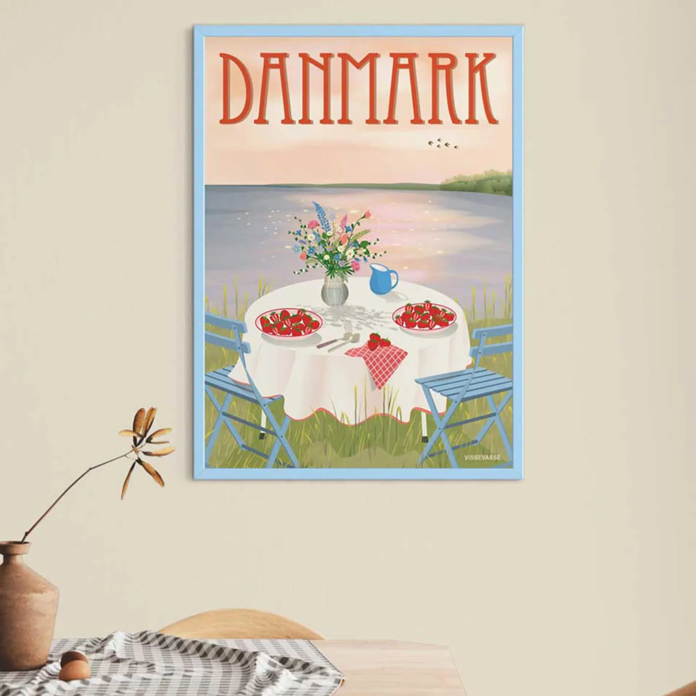 ViSSEVASSE DANMARK Jordbær plakat> Plakater & Rammer