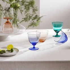 Best Holmegaard Flow glas på fod, mørk blå m&oslash;rk blå