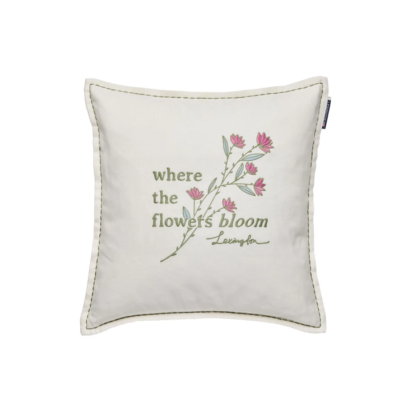 Sale Lexington Flowers Bloom Linen/Cotton Cushion Cover, white/eucalyptus/pink