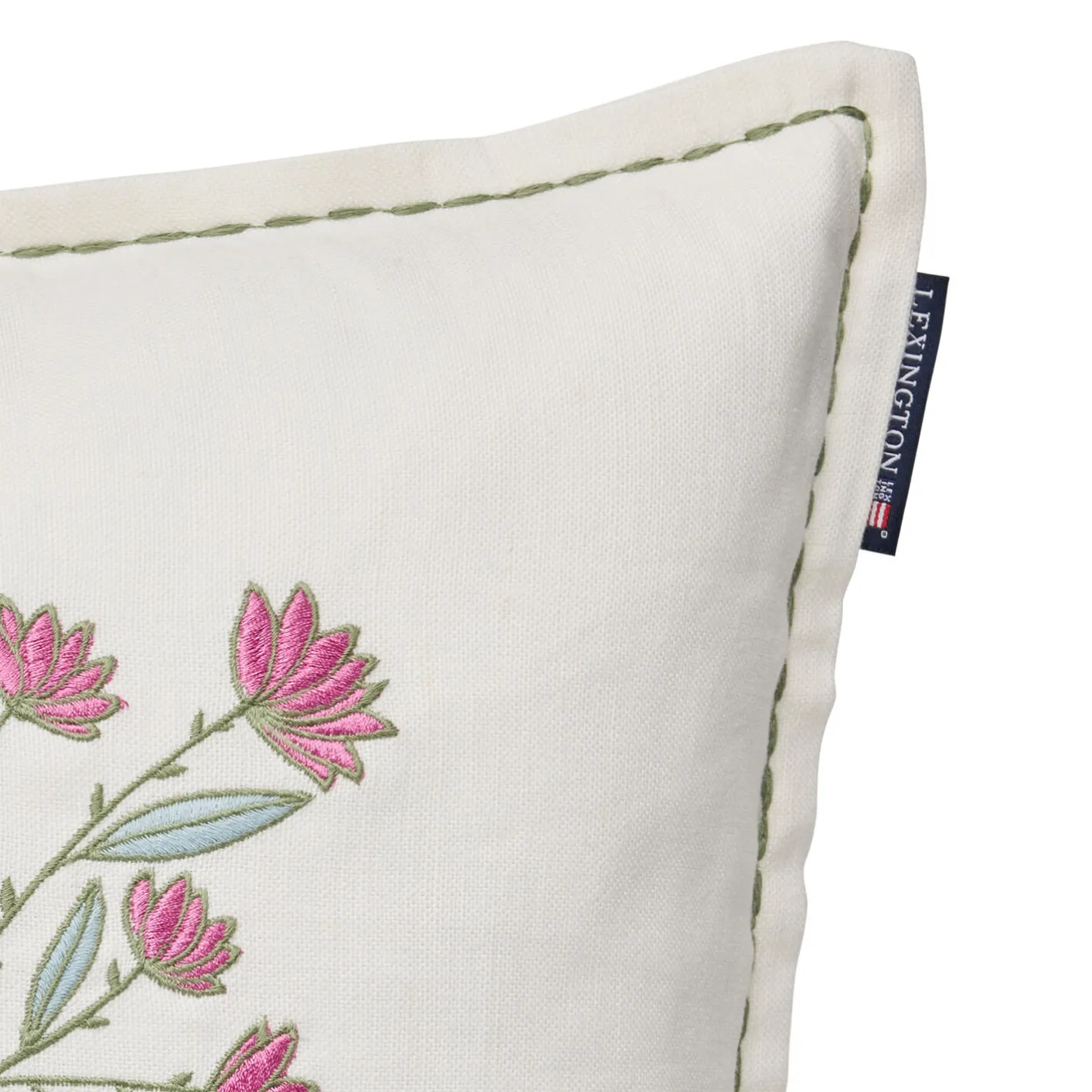 Sale Lexington Flowers Bloom Linen/Cotton Cushion Cover, white/eucalyptus/pink