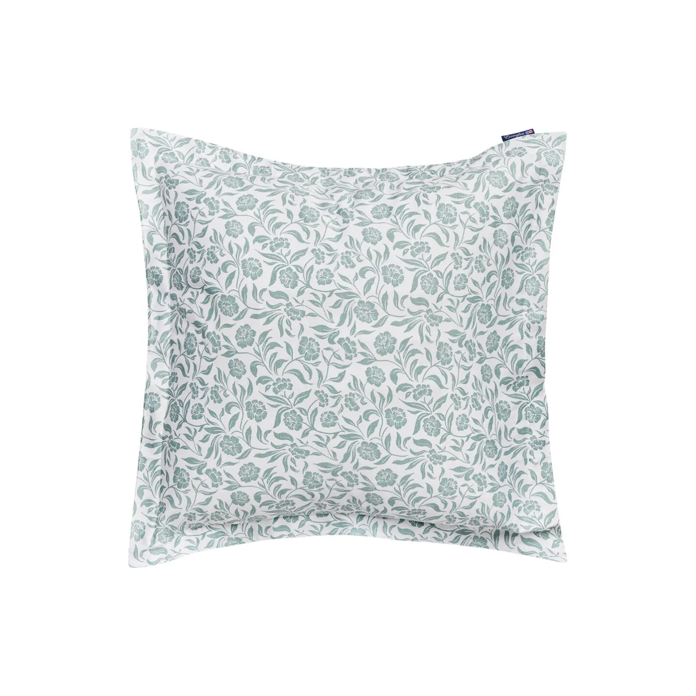 New Lexington Flowers Cotton Sateen Pillowcase, white/eucalyptus