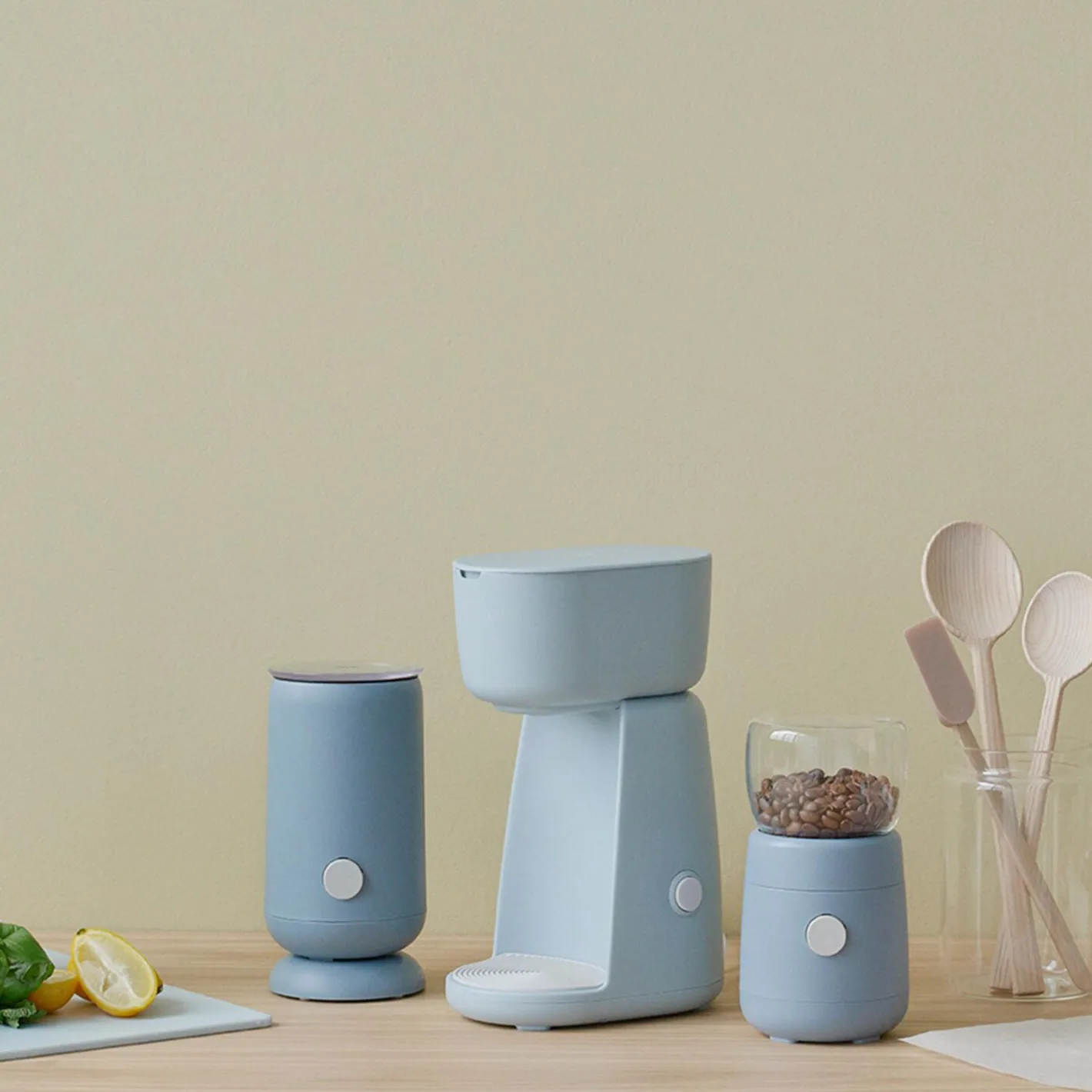 New RIG-TIG FOODIE elektrisk mælkeskummer, dusty blue