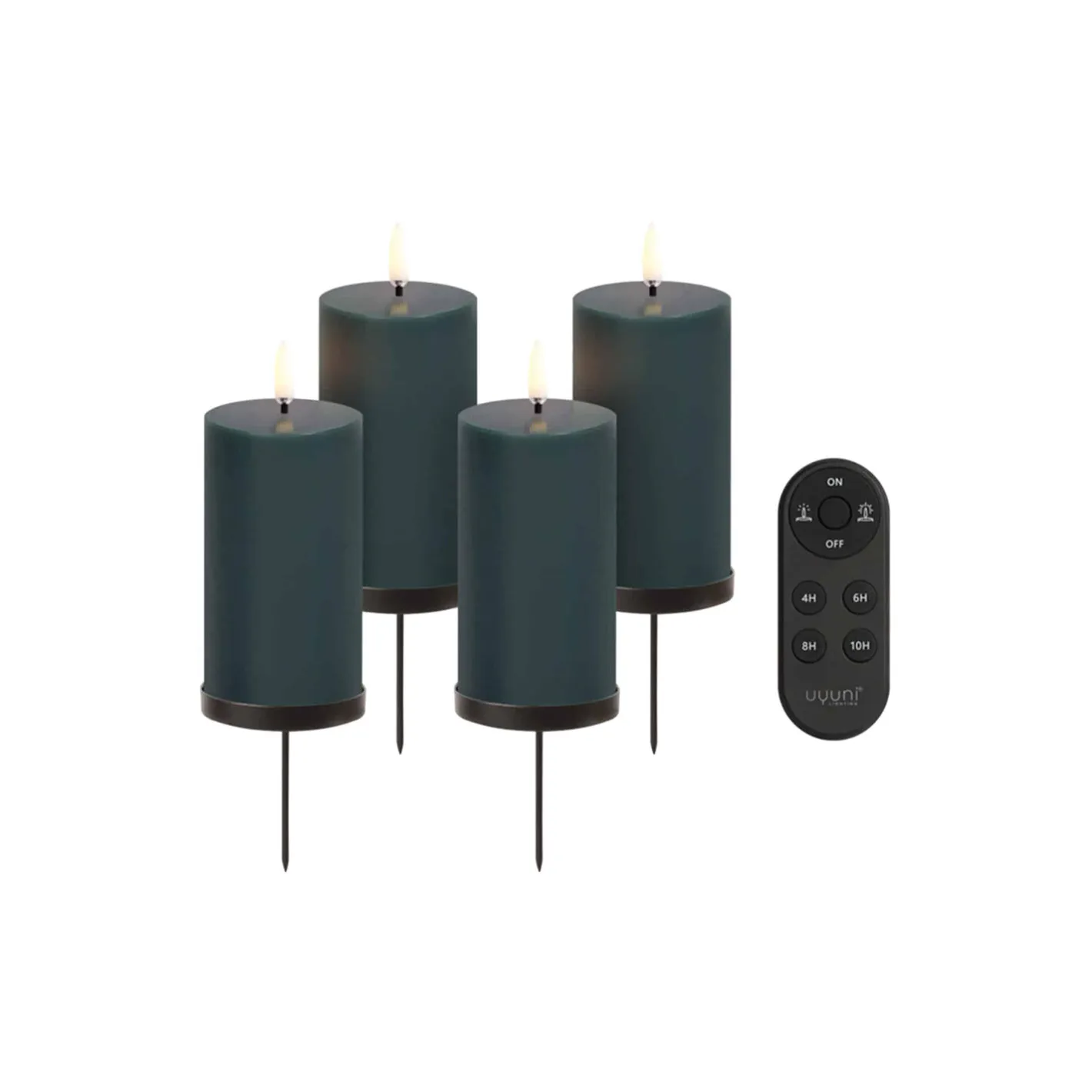 Uyuni Lighting Giftbox w. spike, remote, LED pillar candle 4-pack,> Lys & Duftlys