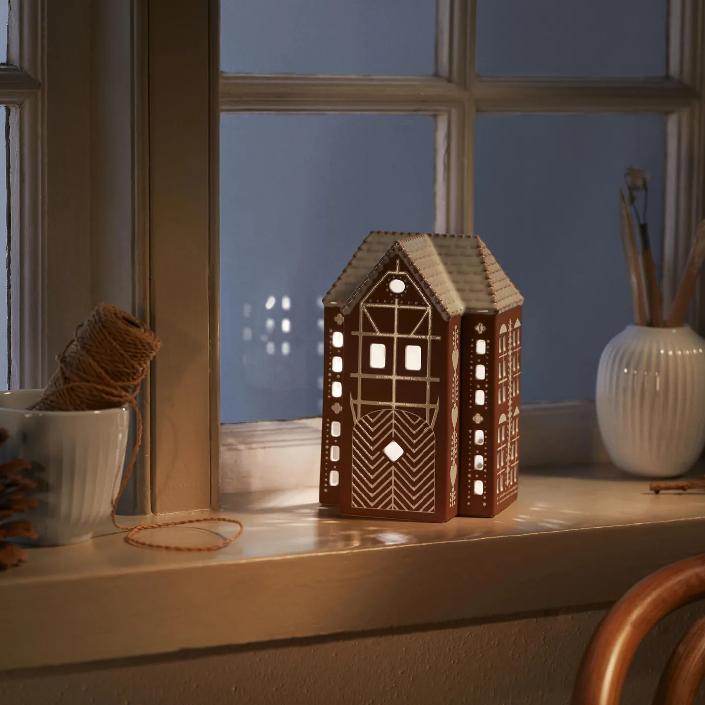 Hot Kähler Gingerbread lyshus stor, brun