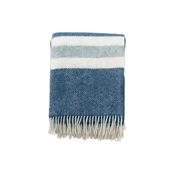 Klippan Yllefabrik Gotland stripe plaid, petrol> Plaider