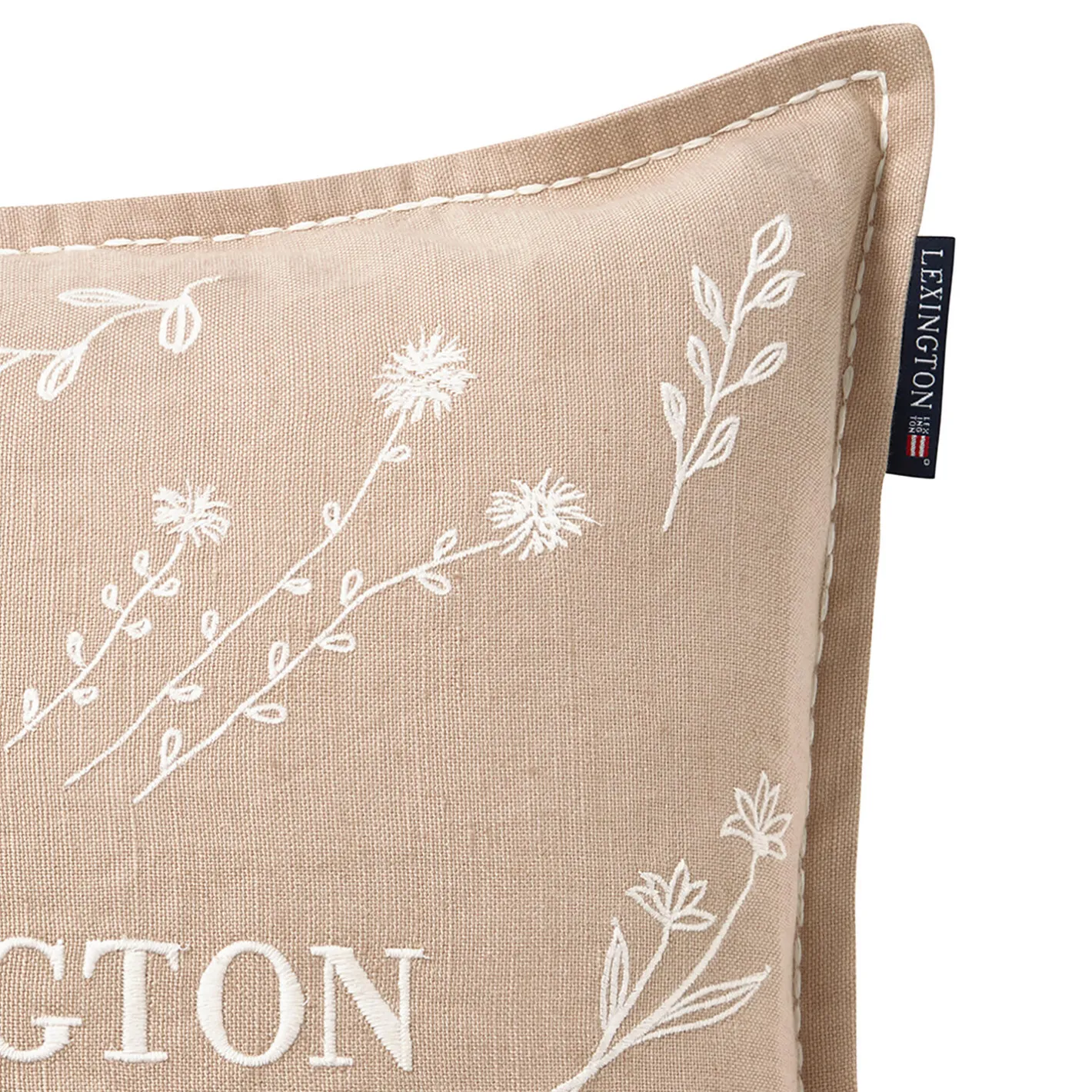 Lexington Herbarium Linen/Cotton Cushion Cover, beige/white> Pyntepuder & Hynder