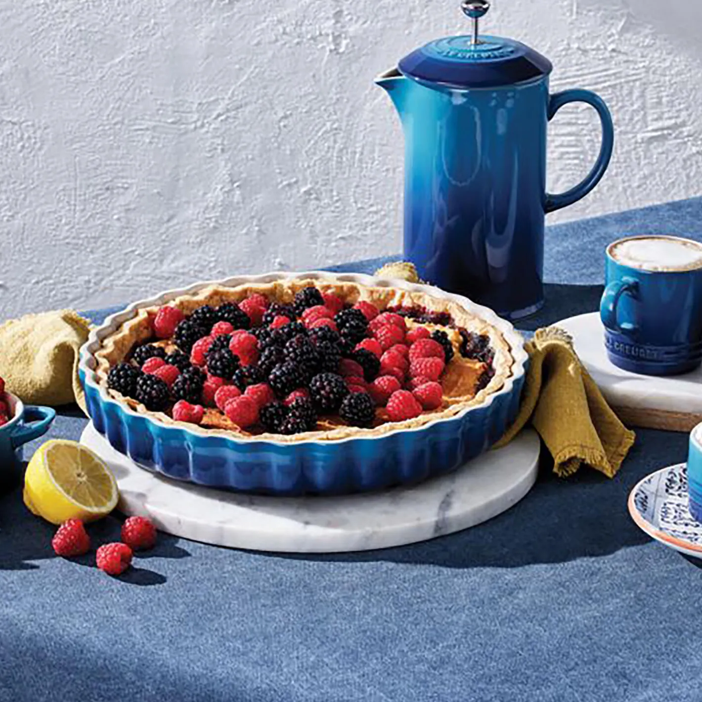 Hot Le Creuset Heritage tærtefad, azure blue
