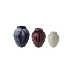 Knabstrup Keramik Knabstrup mini vase ripple 3 Stk., berry, sand, blue> Vaser