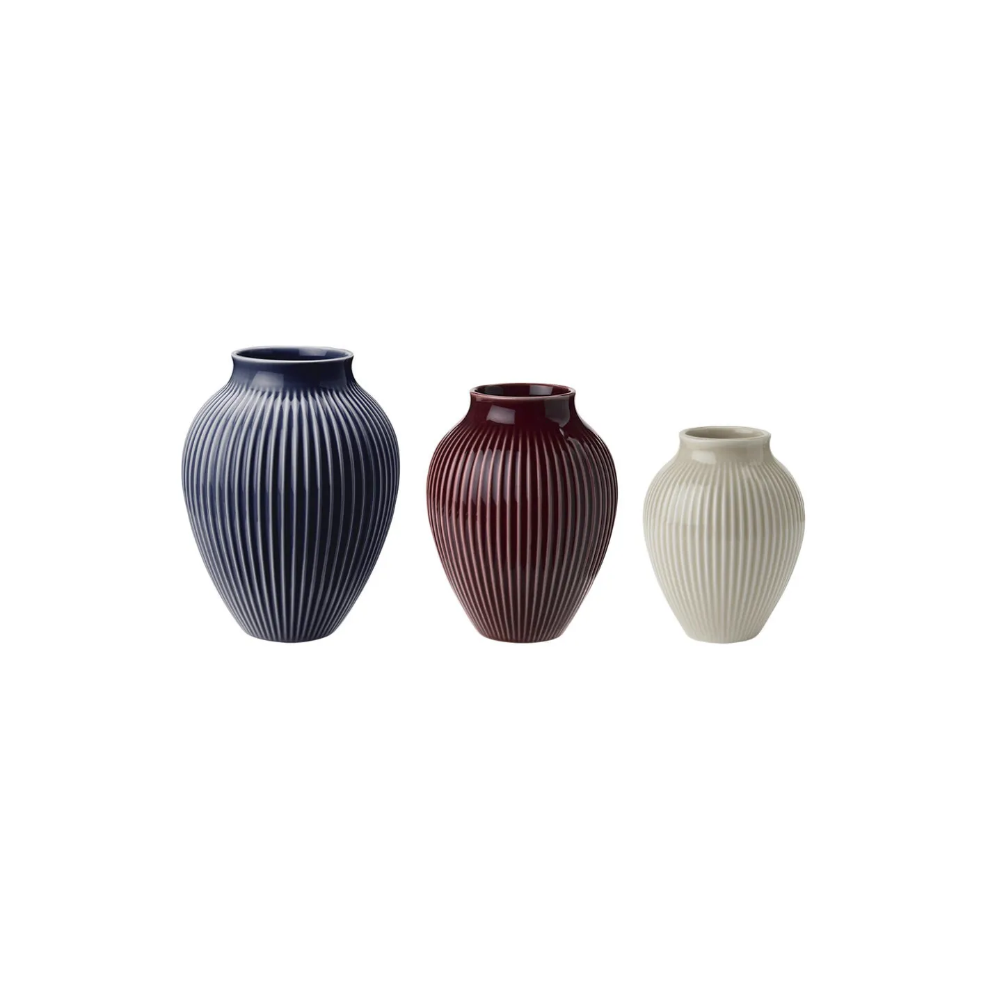 Knabstrup Keramik Knabstrup mini vase ripple 3 Stk., berry, sand, blue> Vaser