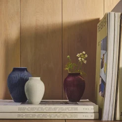 Knabstrup Keramik Knabstrup mini vase ripple 3 Stk., berry, sand, blue> Vaser