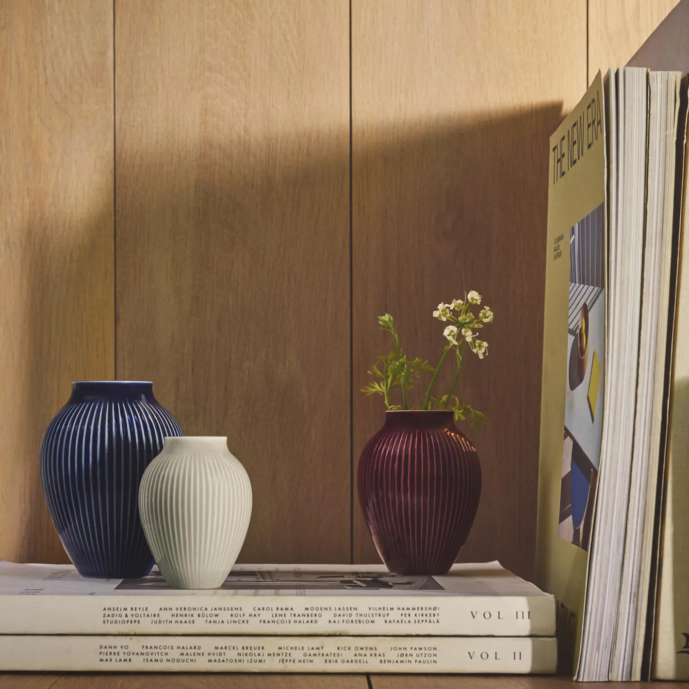 Knabstrup Keramik Knabstrup mini vase ripple 3 Stk., berry, sand, blue> Vaser