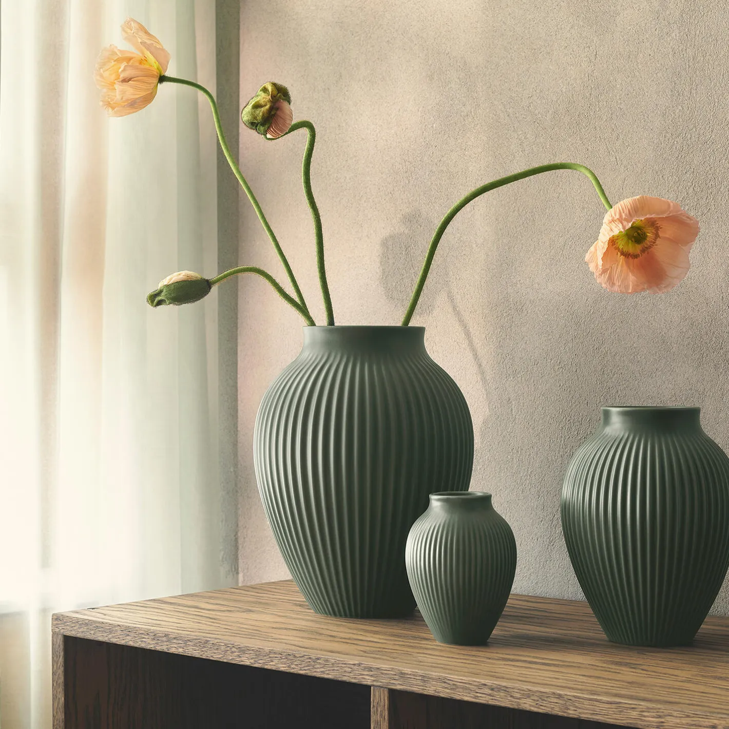 New Knabstrup Keramik Knabstrup vase ripple, mat celadon green