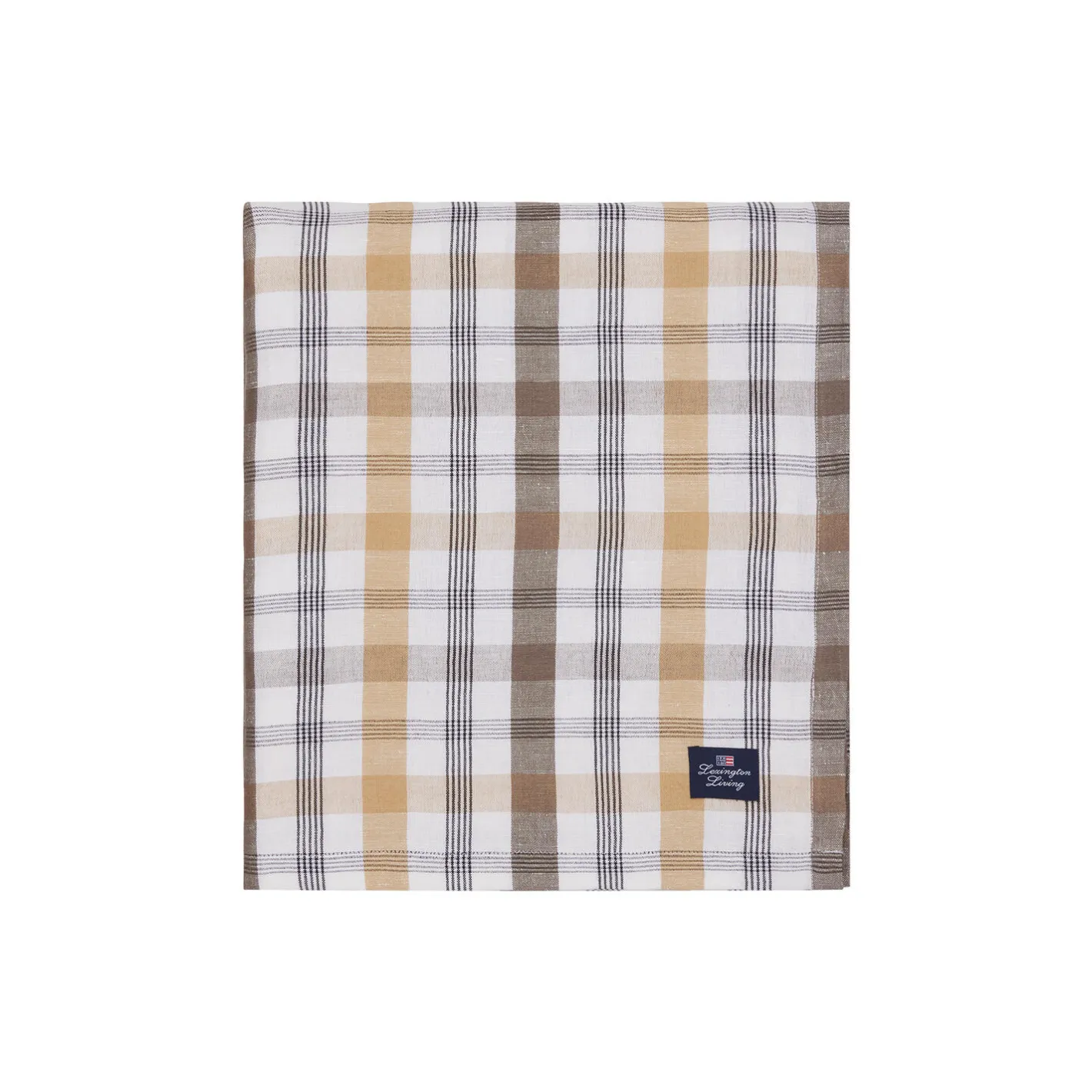 Outlet Lexington Linen/Cotton Tablecloth, olive/white/stone