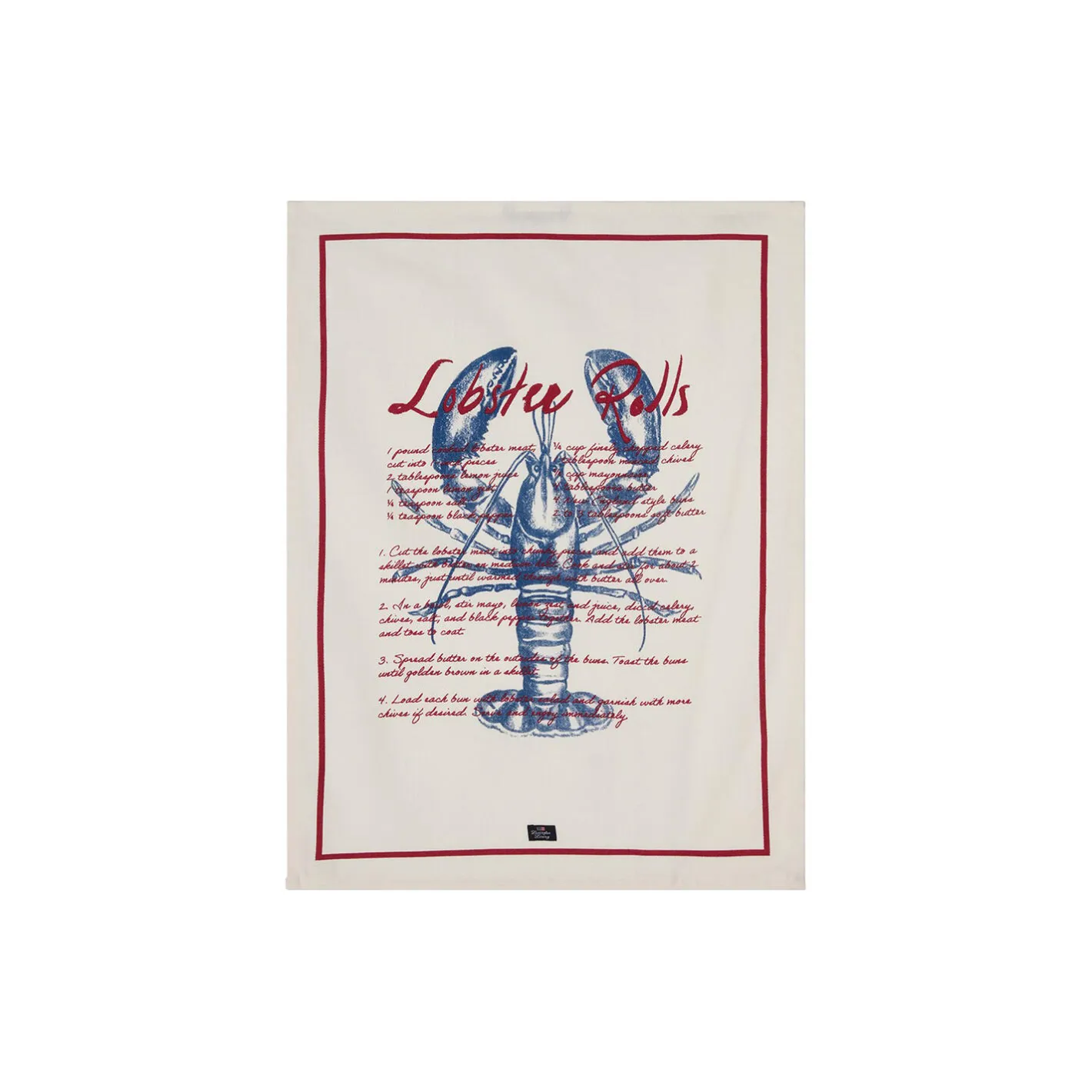 Lexington Lobster Rolls-viskestykke i økologisk bomuldstwill, white/red> Køkkentekstiler