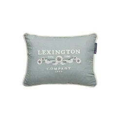 Lexington Logo Linen/Cotton Pillow, eucalyptus/white> Pyntepuder & Hynder