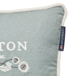 Lexington Logo Linen/Cotton Pillow, eucalyptus/white> Pyntepuder & Hynder