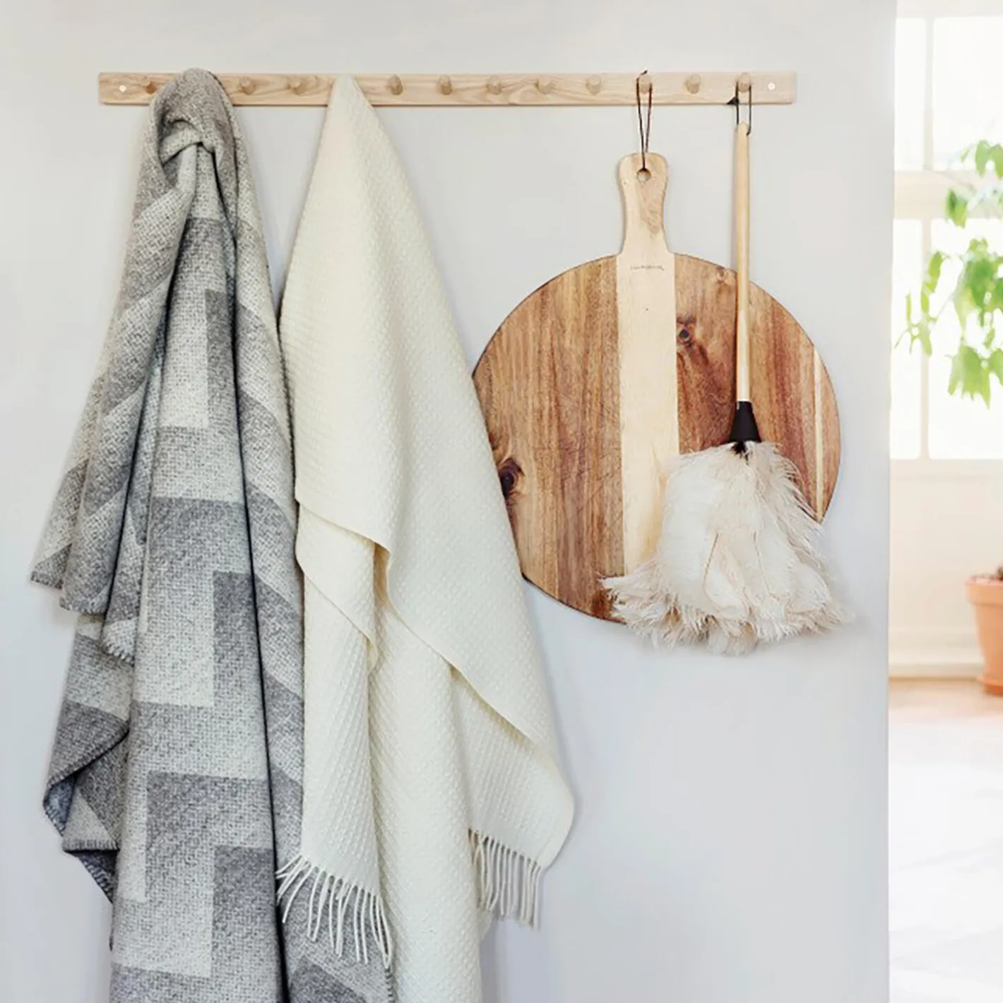 Røros Tweed LYNILD Throw, grey/white> Plaider