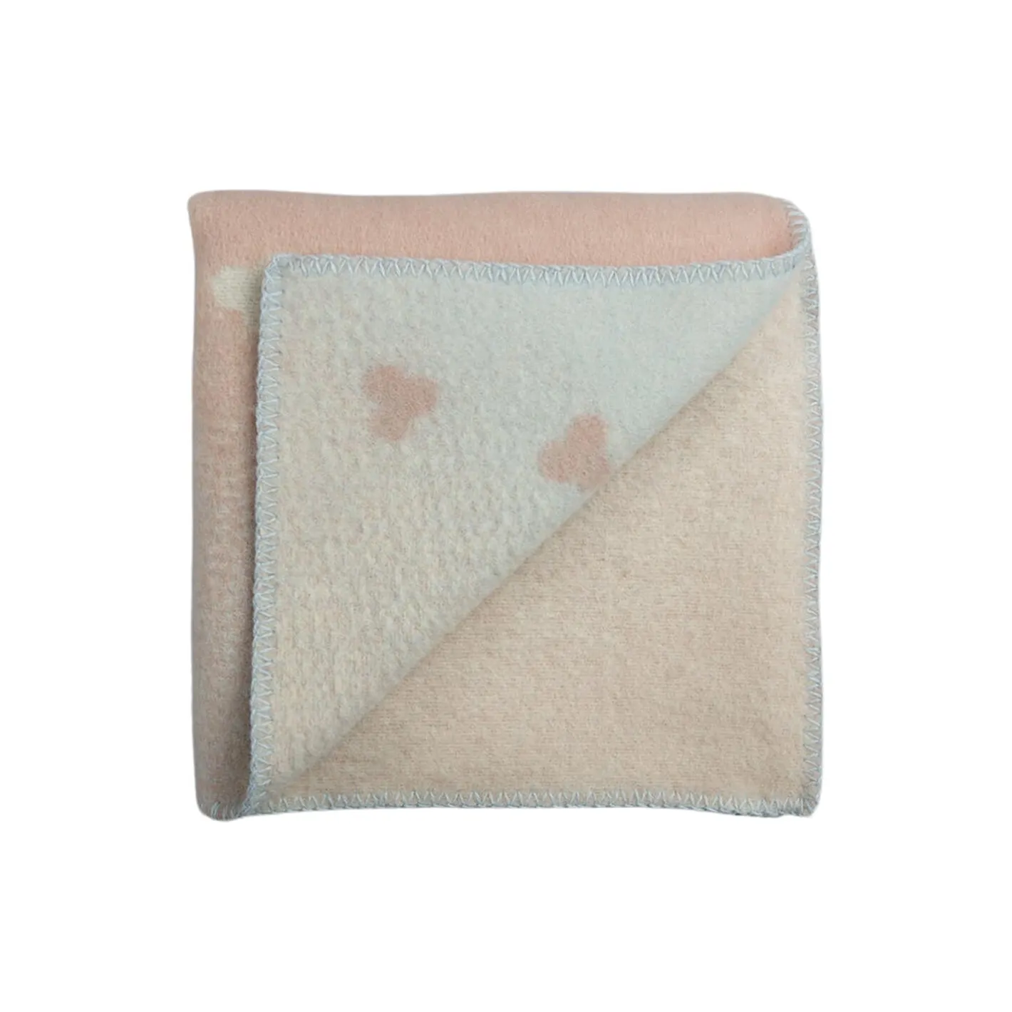 Clearance Røros Tweed MELVIN Half Size Throw, light pink/light blue