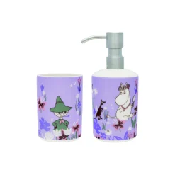 Moomin Arabia Mumi sæt af sæbedispenser & tandbørsteholder Blomsterhave> Badeværelsesudstyr