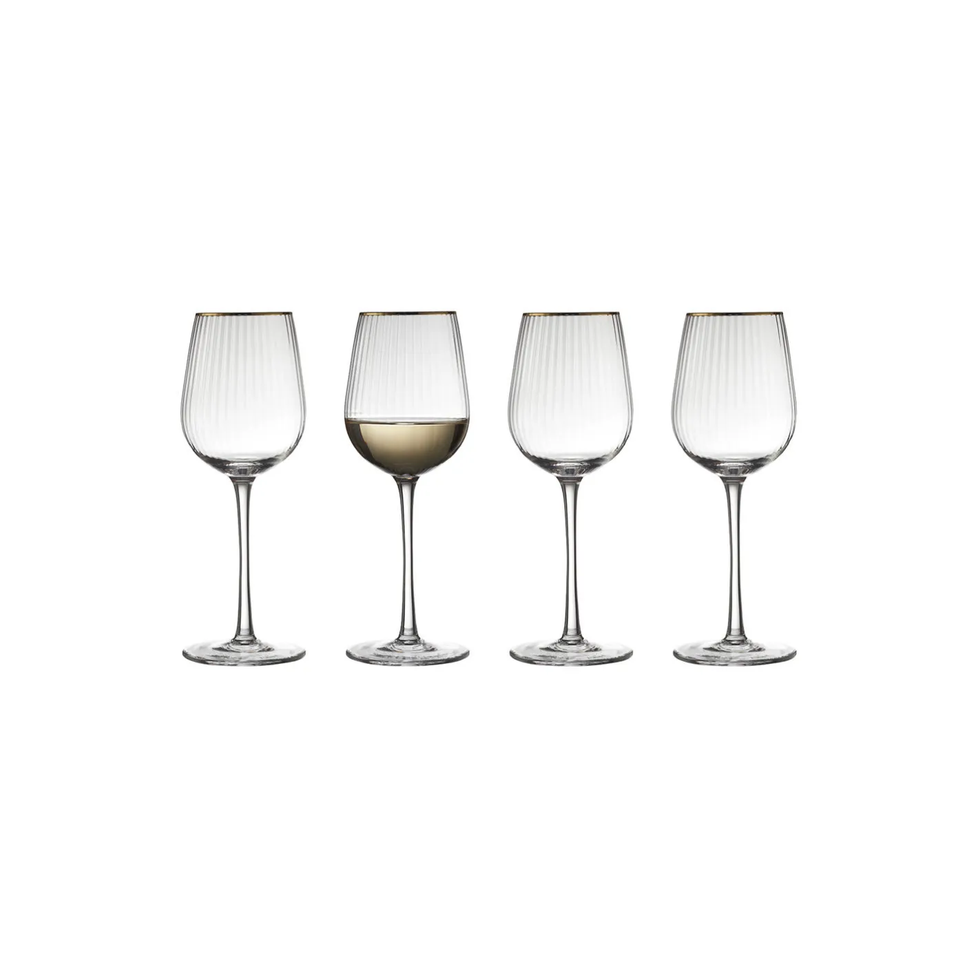 Lyngby Glas Palermo Gold hvidvinsglas 4 stk.> Glas