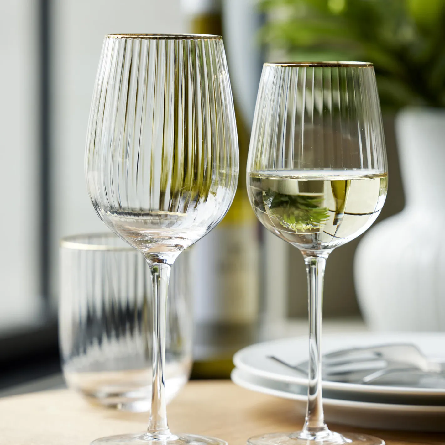 Lyngby Glas Palermo Gold hvidvinsglas 4 stk.> Glas