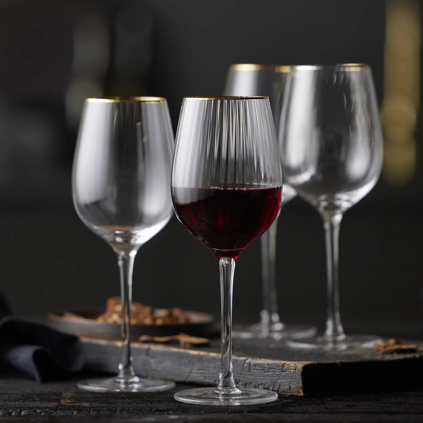 Clearance Lyngby Glas Palermo Gold rødvinsglas 4 stk.