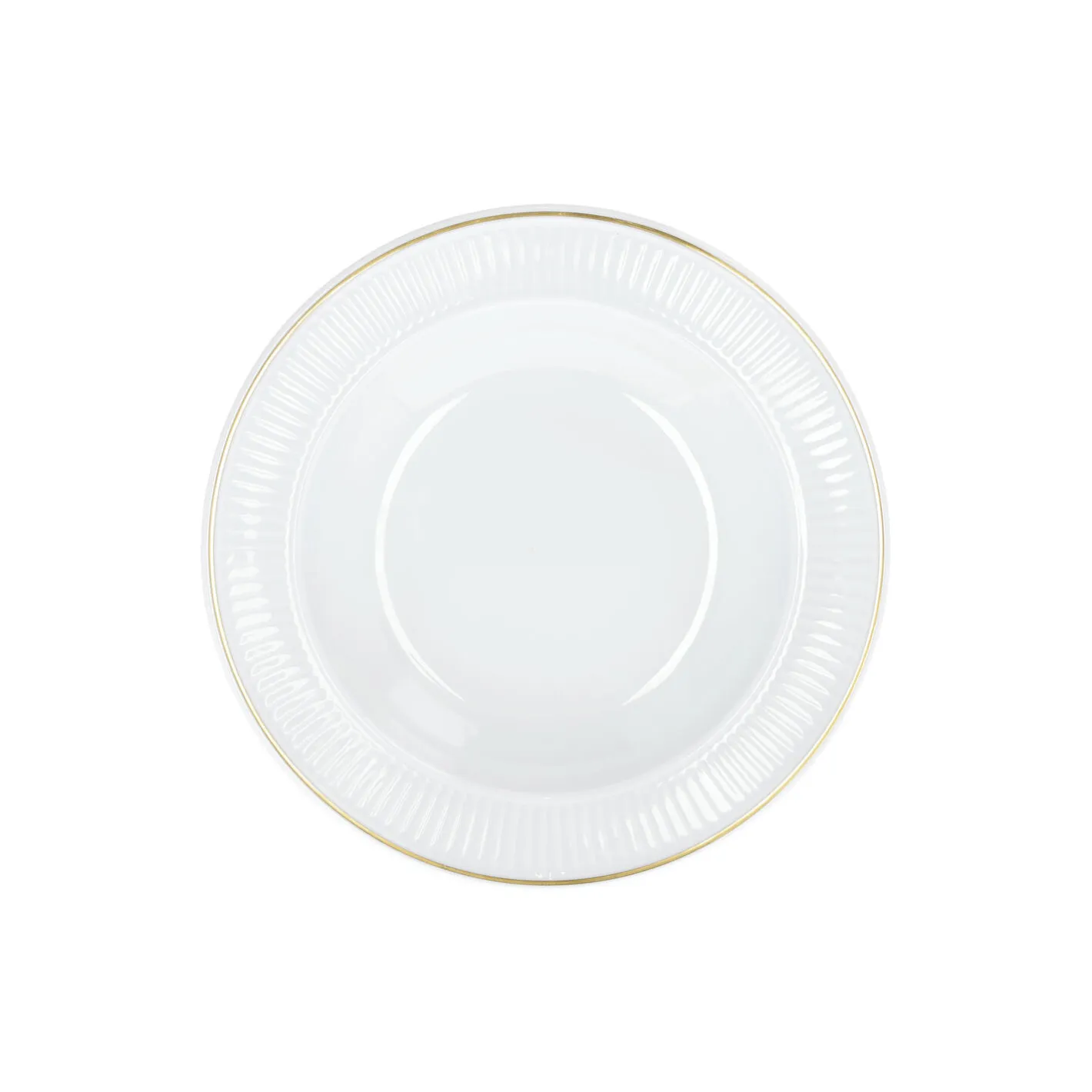Pillivuyt Plissé dyb tallerken Ø 22 cm, hvid/guld