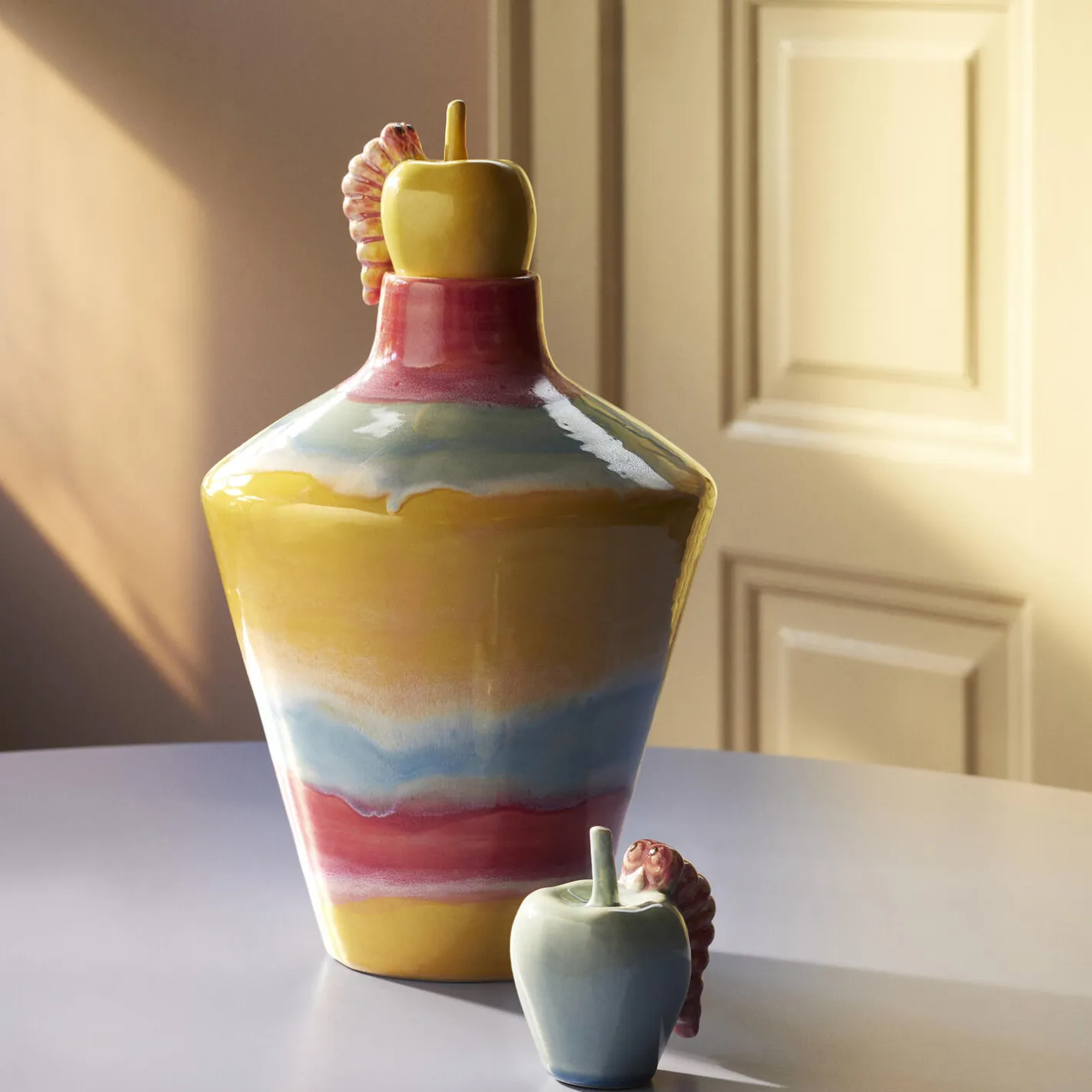 Clearance Kähler Poppery vase med æble, pink/mint/gul