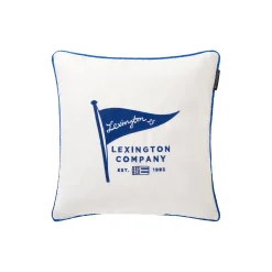 Online Lexington Pudebetræk i økologisk bomuldstwill med flag, white/sea blue