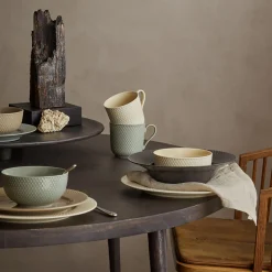 Lyngby Porcelæn Rhombe Earth Dyb tallerken Ø 24.5 cm, slate><noscript><img width=