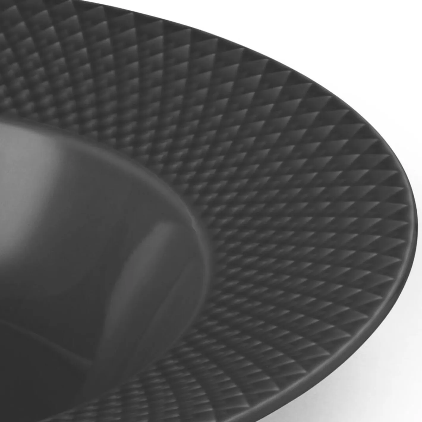 Lyngby Porcelæn Rhombe Earth Dyb tallerken Ø 24.5 cm, slate> Tallerkener