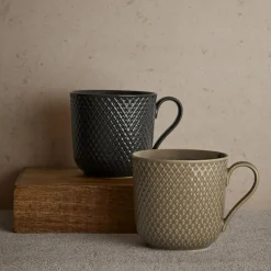 Lyngby Porcelæn Rhombe Earth Krus med hank,> Kopper & Krus