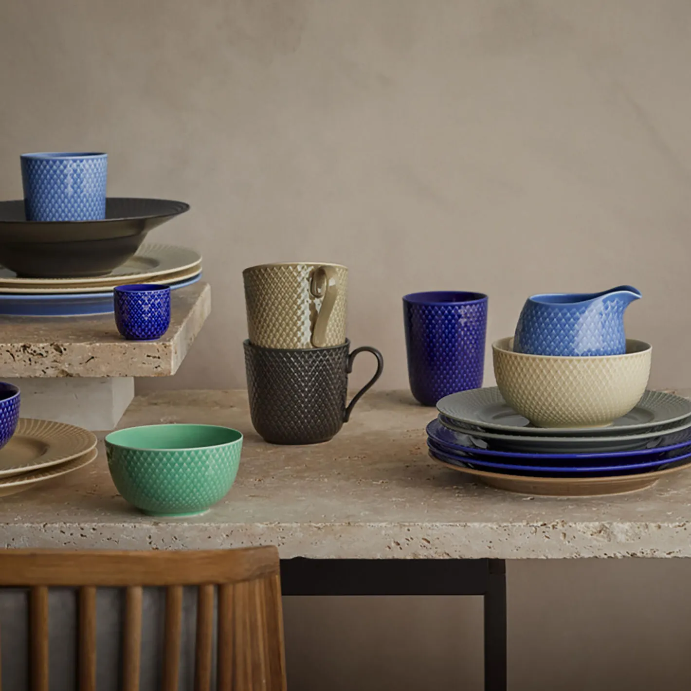 Lyngby Porcelæn Rhombe Earth Krus med hank,> Kopper & Krus