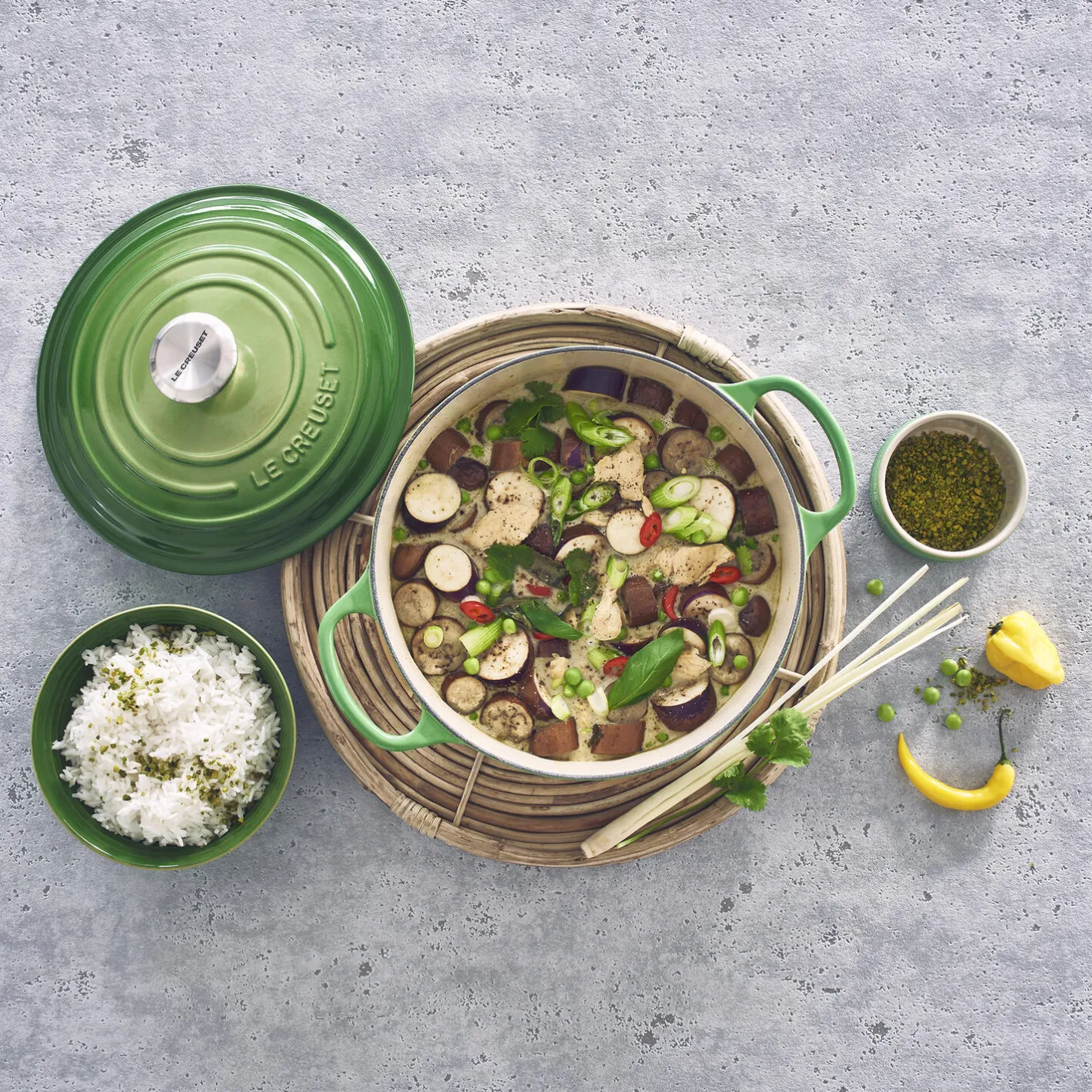 Clearance Le Creuset Signature rund gryde Ø 28 cm, bamboo green