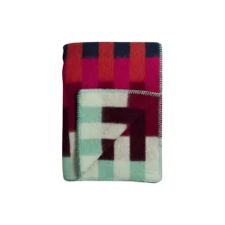 Discount Røros Tweed ÅSMUND BOLD Throw, red/turquoise