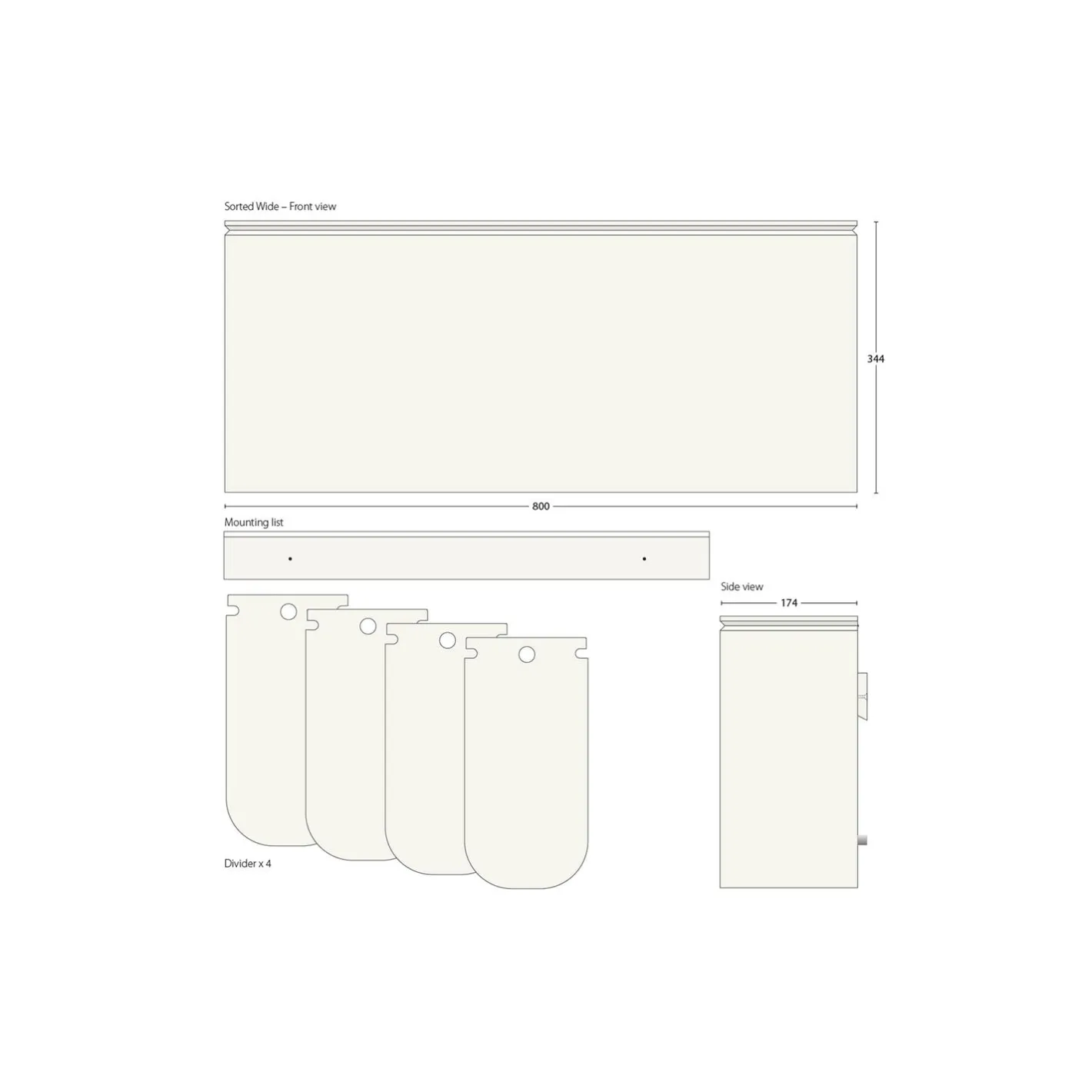 DesignLife SORTED Premium Wide affaldssortering, white/RAL 9010> Affaldssortering