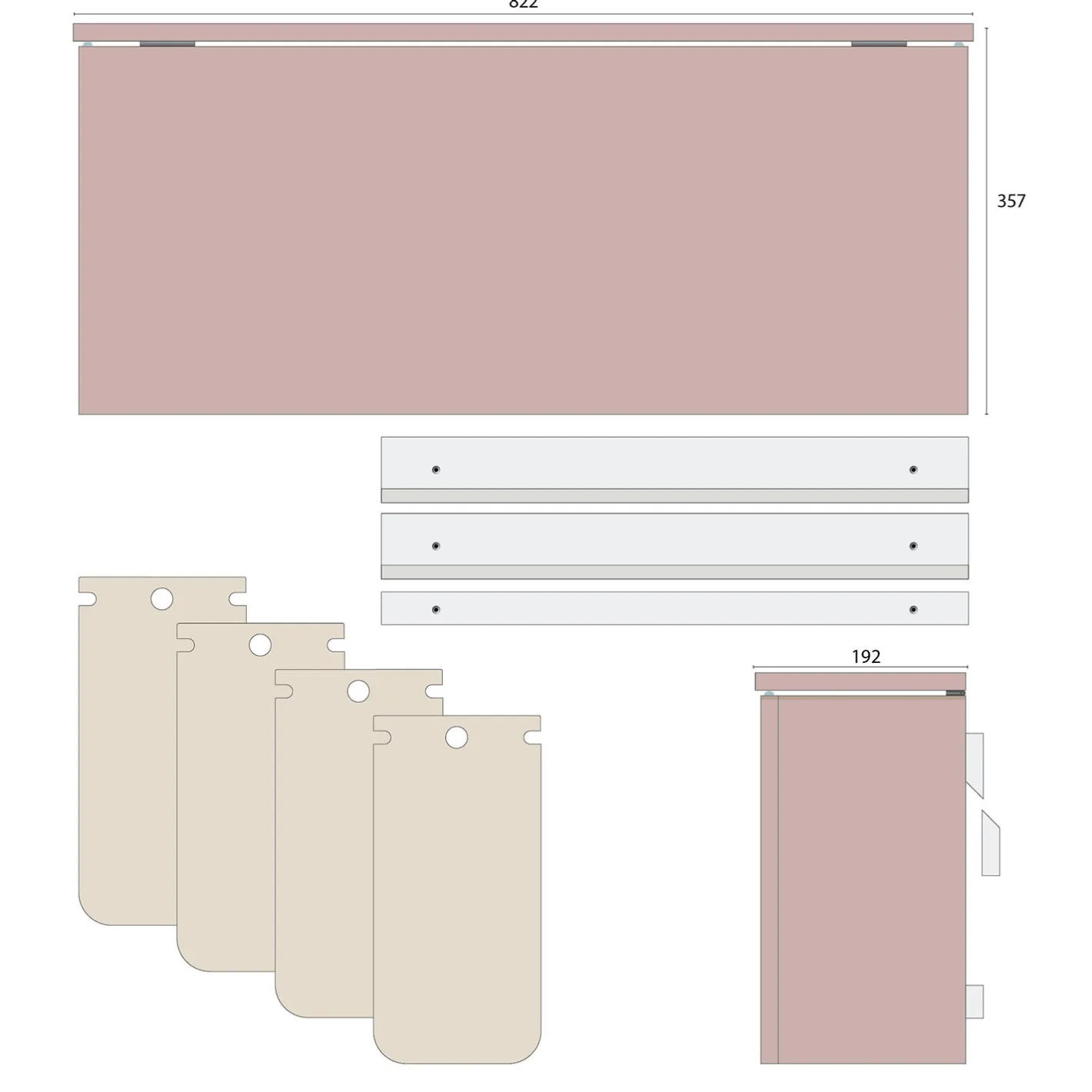 Online DesignLife SORTED Standard Wide affaldssortering, antique rose